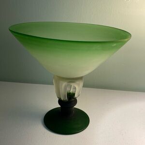 Large Art Deco Frosted Handblown Glass Pedestal Centerpiece